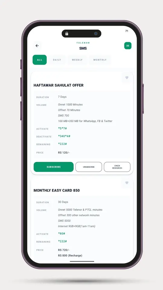 Favorites and settings